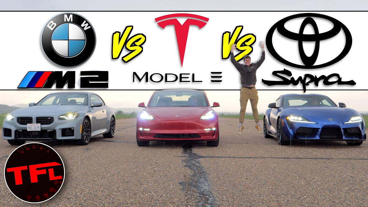 M2 vs Supra vs Model 3 Drag Race (The Fast Lane)